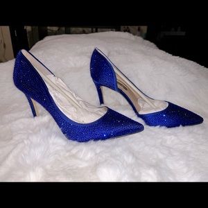 INC Cobalt Blue Rhinestone Heels Size 6